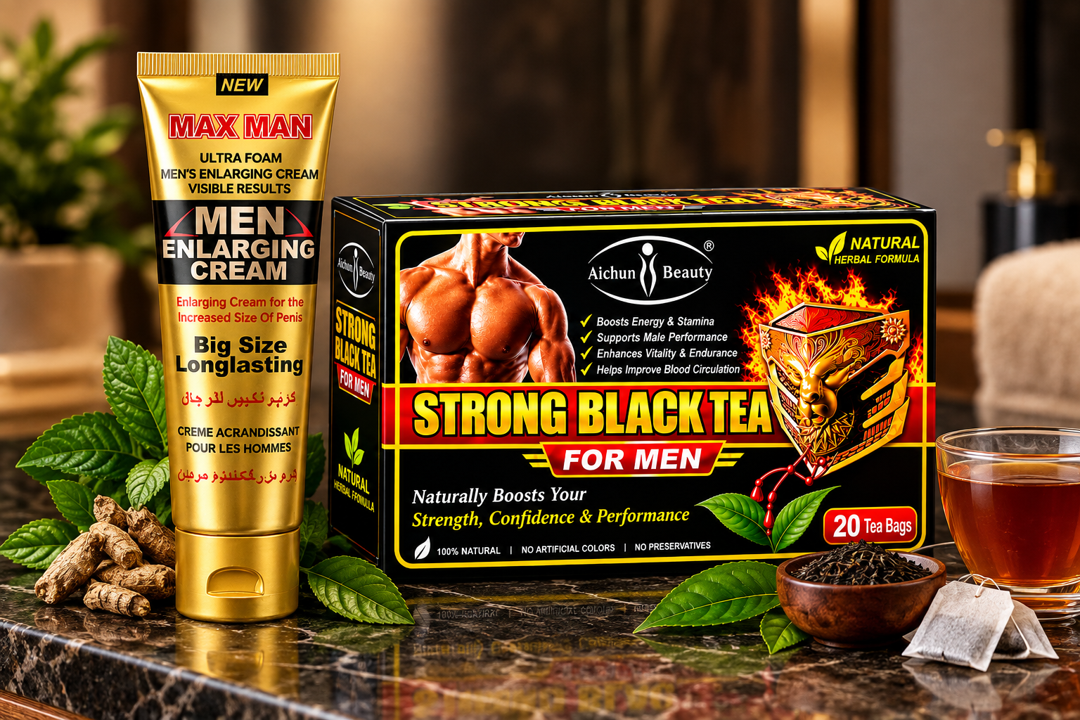 IMAGE PLACEHOLDER — 2 boxes of Strong Black Tea for Men